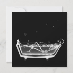 Bath Tub X-Ray Skeleton Black & White Inbjudningar