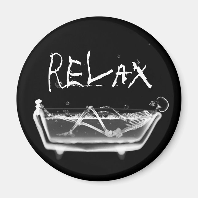 Bath Tub X-Ray Skeleton Black & White Magnet (Framsidan)