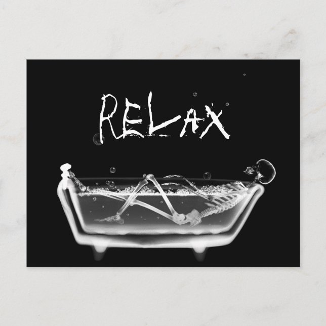 Bath Tub X-Ray Skeleton Black & White Vykort (Framsida)