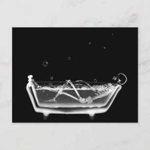 Bath Tub X-Ray Skeleton Black & White Vykort