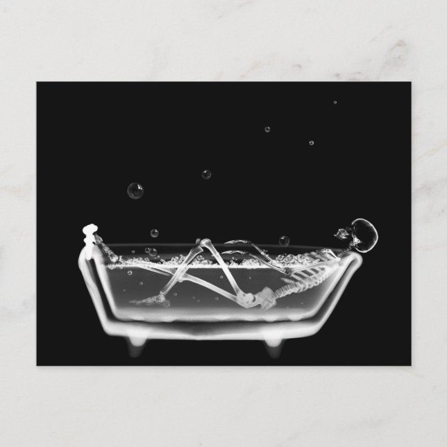 Bath Tub X-Ray Skeleton Black & White Vykort (Framsida)