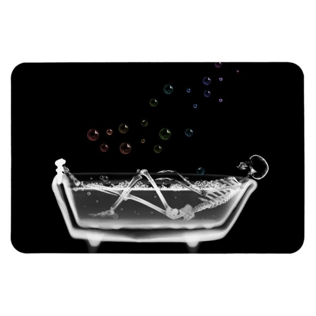 Bath Tub X-Ray Skeleton - Rainbow Bubbles Magnet (Horisontell)