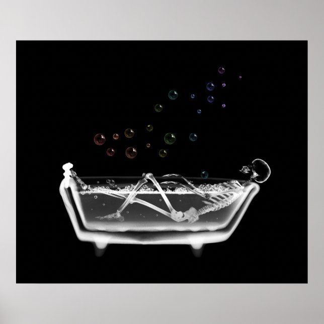 Bath Tub X-Ray Skeleton - Rainbow Bubbles Poster (Framsidan)