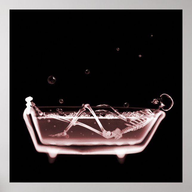 BATH TUB X RAY VISION SKELETON - RED POSTER (Framsidan)