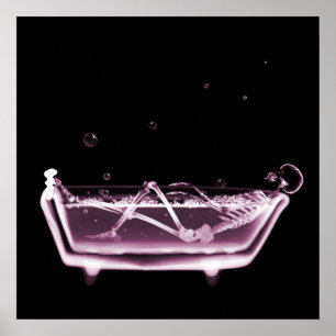 BATH TUB X RAY VISION SKELETON - ROSA POSTER