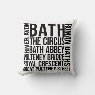 Bath, UK Landmarks Typography - England Ord Art Kudde