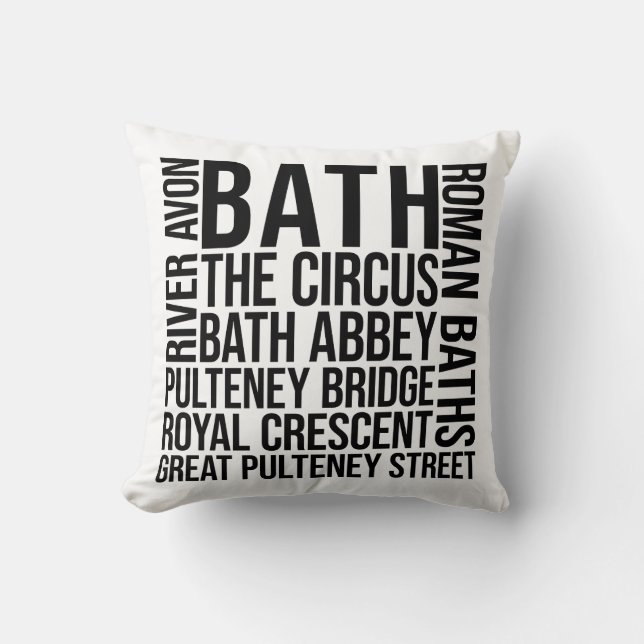 Bath, UK Landmarks Typography - England Ord Art Kudde (Framsida)