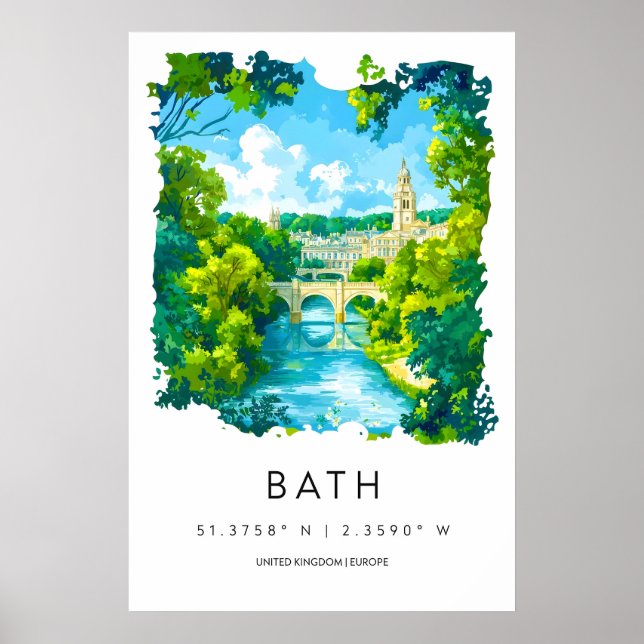 Bath Watercolor 1 Poster (Framsidan)