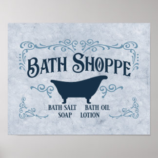 Bathe, Bath Time, Spa 14 tum x 11 tum i Blue Poster