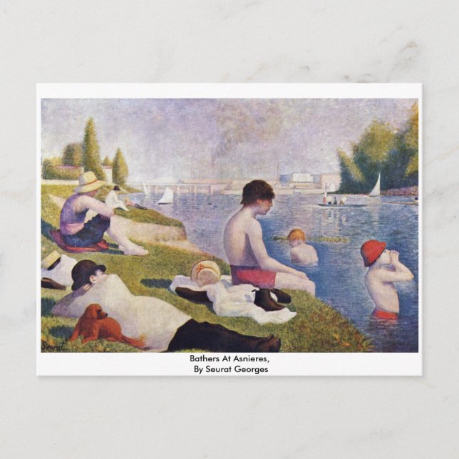 Bathers at Asnieres, by Seurat Georges Vykort (Framsida)