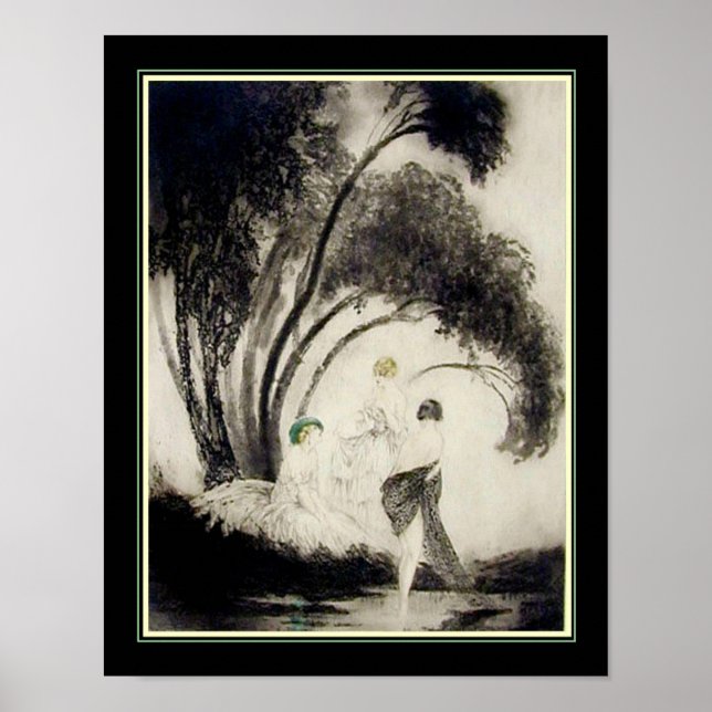 "Bathers" ca. 1926 av Louis Icart Poster (Framsidan)