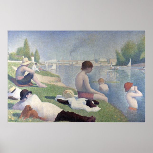 Bathers Georges Seurat Neo Impressionist Painting Poster (Framsidan)