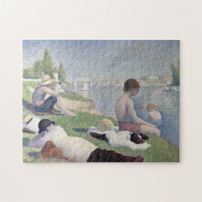 Bathers Georges Seurat Neo Impressionist Painting Pussel (Horisontell)