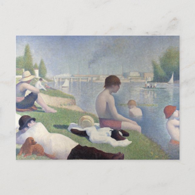 Bathers Georges Seurat Neo Impressionist Painting Vykort (Framsida)