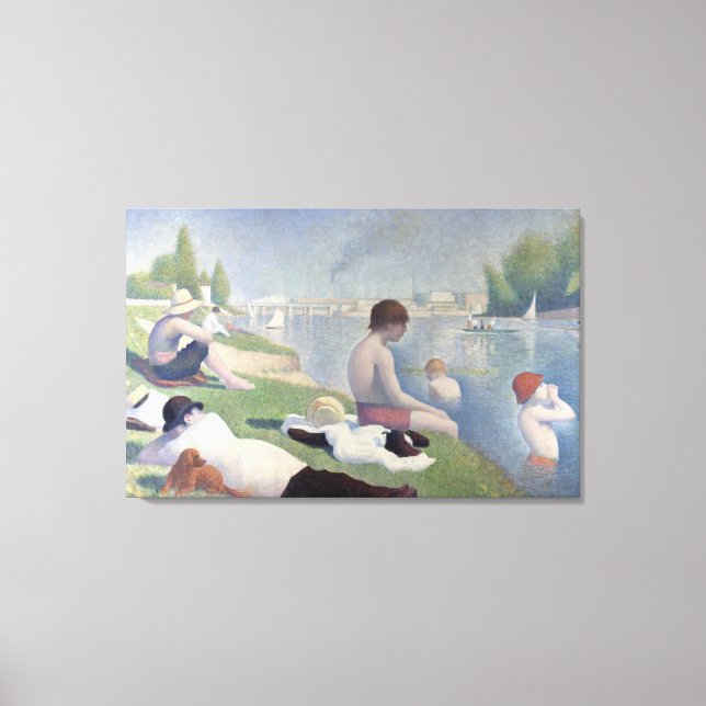 Bathers i Asnieres av Georges Seurat Canvastryck (Framsida)