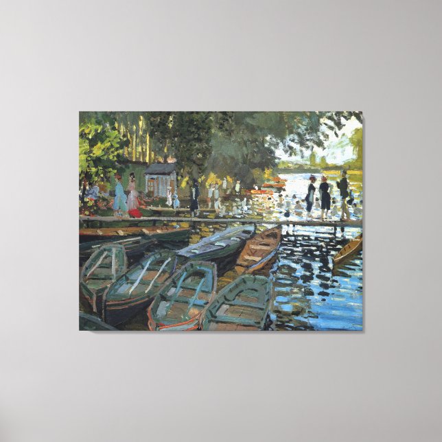 Bathers vid La Grenouillere 1869, av Claude Monet Canvastryck (Framsida)