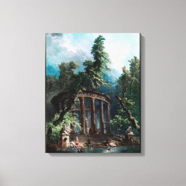 Bathing Bassäng av Hubert Robert 2:a upplagan Canvastryck (Framsida)