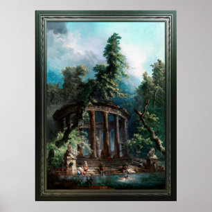 Bathing Bassäng av Hubert Robert 2:a upplagan Poster