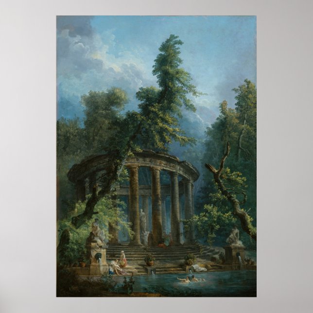 Bathing Bassäng - Hubert Robert Poster (Framsidan)
