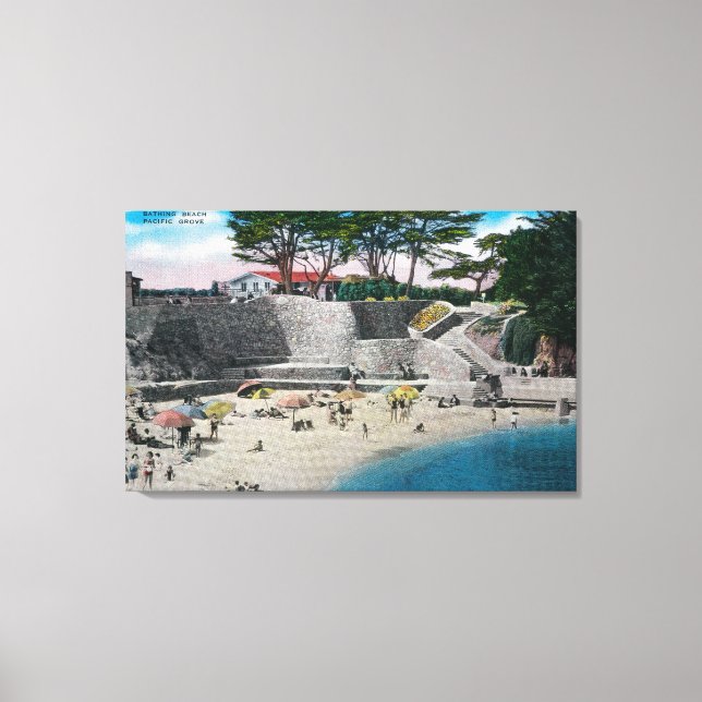 Bathing Beach på Pacific Grove Canvastryck (Framsida)