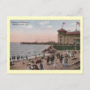 Bathing Beach, Redondo Beach California Vintage Vykort