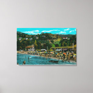 Bathing Beach vid Avalon, Catalina Island Canvastryck