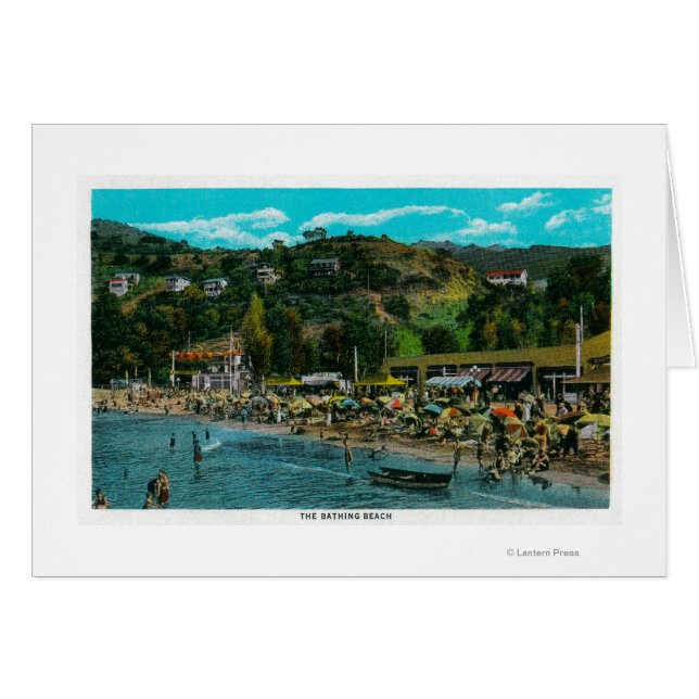 Bathing Beach vid Avalon, Catalina Island Hälsningskort (Framsidan Horizontal)