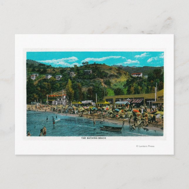 Bathing Beach vid Avalon, Catalina Island Vykort (Framsida)