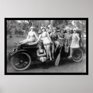 Bathing Beauties på en bil 1919 Poster