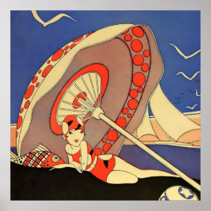 “Bathing Beauty” Magazinomslag av J Carlos Poster
