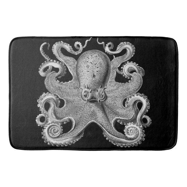 Bathmat Black grått Octopus Badrumsmatta (Framsidan)