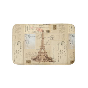 Bathmat för vykort för Eiffel tornvintage fransk Badrumsmatta