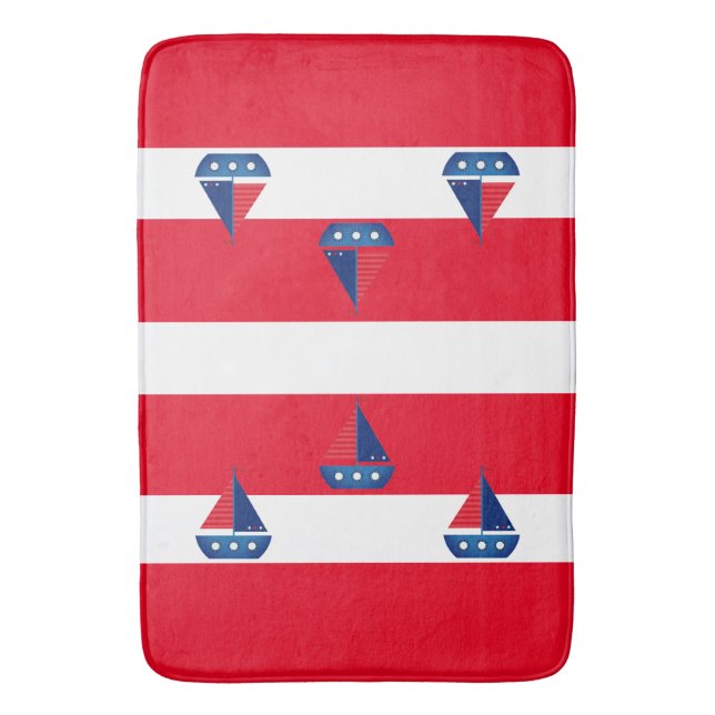 Bathmat - Red Rand Sailing Boat Badrumsmatta (Framsidan (Vertikal))