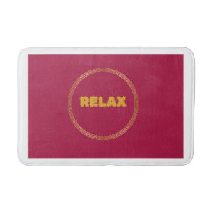 Bathmat Red "Slappna av" Bathmat med Guld accent Badrumsmatta