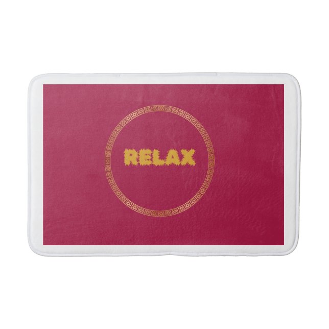 Bathmat Red "Slappna av" Bathmat med Guld accent Badrumsmatta (Framsidan)