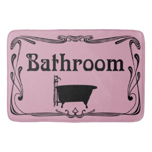 Bathmatbadrumvintage badar rosasvart badrumsmatta