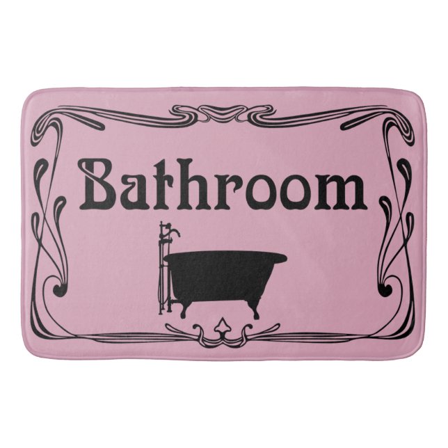 Bathmatbadrumvintage badar rosasvart badrumsmatta (Framsidan)