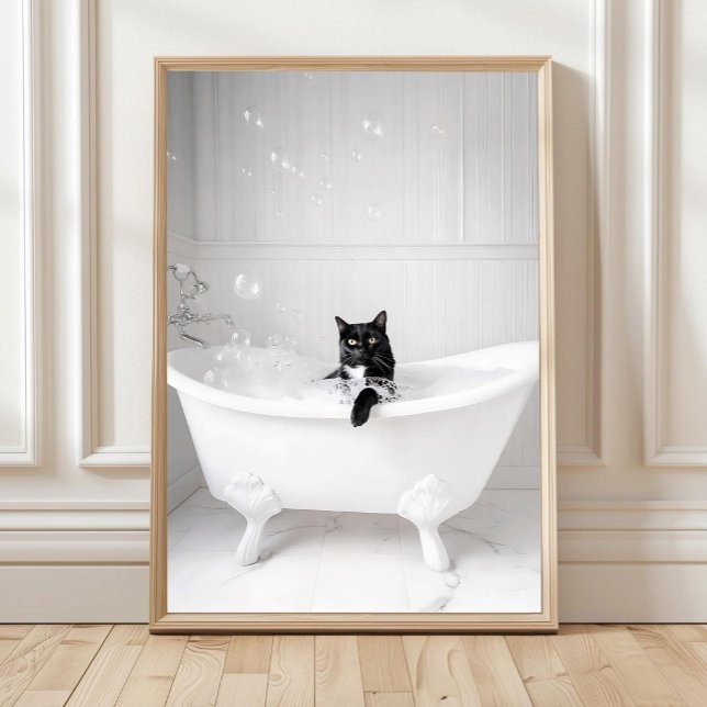 Bathroom Black Cat in Bathtub Print, Bathtub Wall  Poster (Skapare uppladdad)