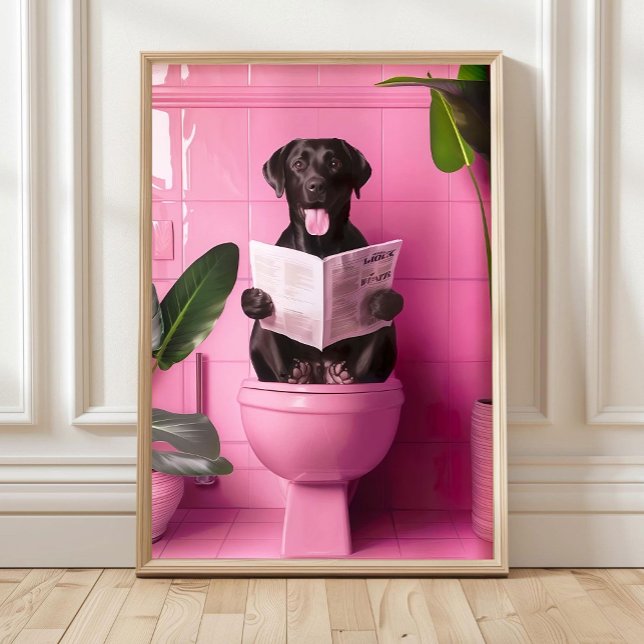 Bathroom Black Labrador Print Funny Posters Dog on (Skapare uppladdad)
