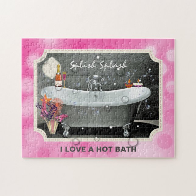 Bathroom Bubbles Splish Stänk Cute Pussel (Horisontell)