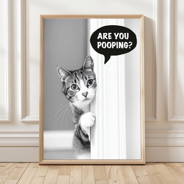 Bathroom Cat Poster, Are you Pooping Poster, Funny Poster (Skapare uppladdad)