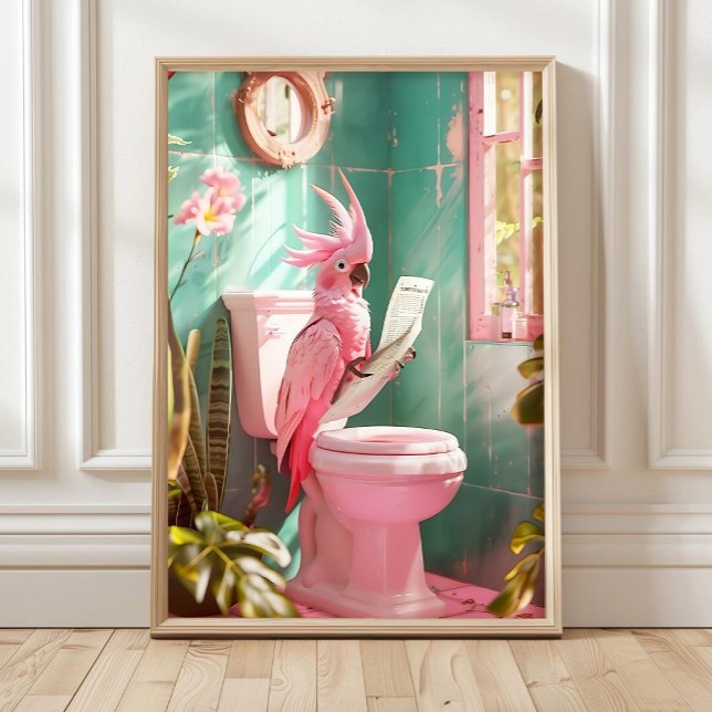 Bathroom Cockatoo on Toilet Print, Bathroom Decor  Poster (Skapare uppladdad)
