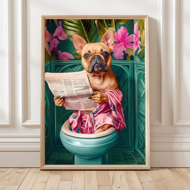 Bathroom Fawn French Bulldog Print Funny Poster Fr (Skapare uppladdad)