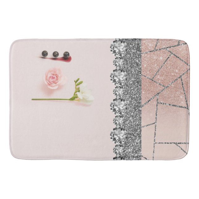 Bathroom Inredingsdesign Home Black Glitter Marble Badrumsmatta (Framsidan)