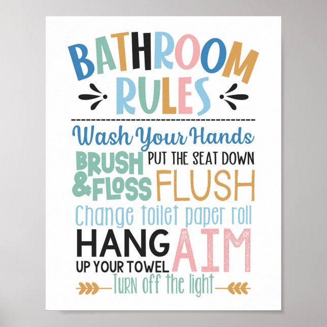 Bathroom Regler Kids Wall Poster (Framsidan)