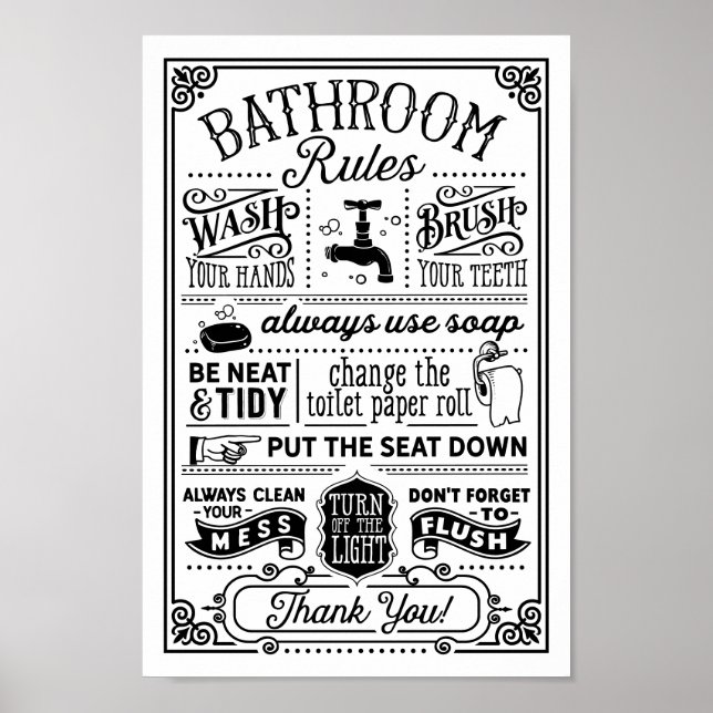 Bathroom Regler Modern Vintage Poster (Framsidan)