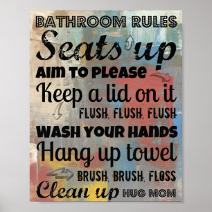 Bathroom Regler Poster Hug Mamma 8 x 10