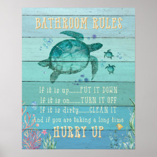 Bathroom Regler Skynda på Turtle Poster