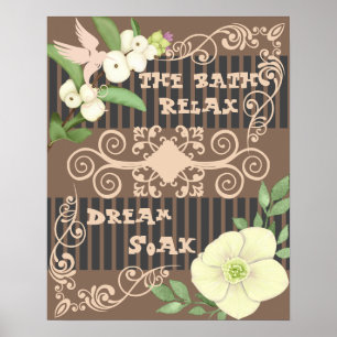 Bathroom Relaxing i Blommigten Bath Brown Poster