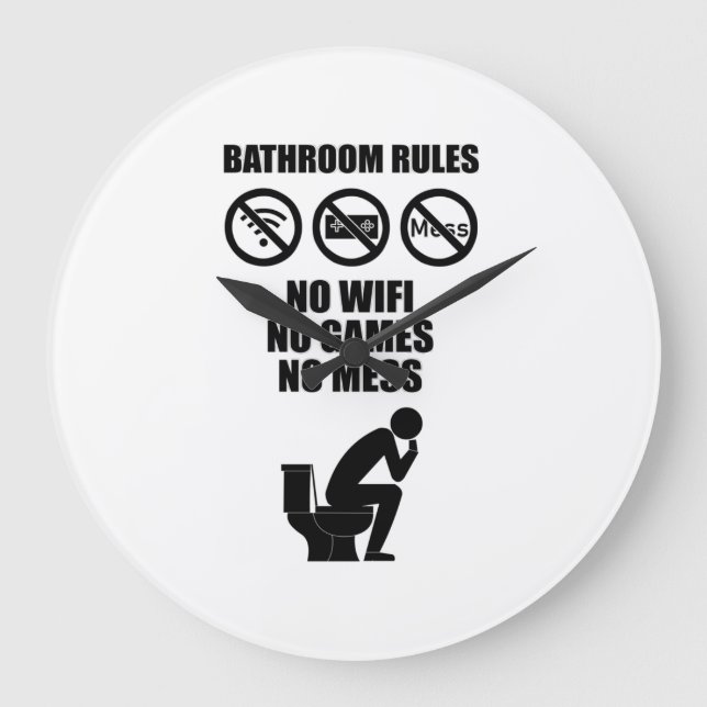 Bathroom Rules Stor Klocka (Framsida)